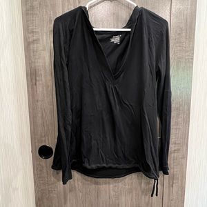 Long sleeve hooded, v-neck, cinch waist top. Old Navy